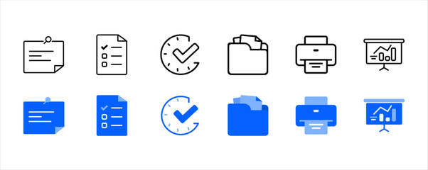 Office Document and Task Management Icon Set
