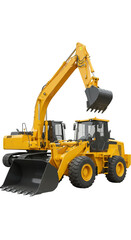 Fototapeta premium Isolated Illustration Of Yellow Excavator Heavy Machinery Photo With Transparent Background