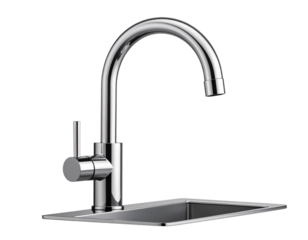  Modern Chrome Kitchen Tap with Curved Spout png