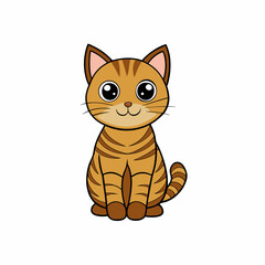 Cute Brown and Tan Striped Cat Sitting Pose