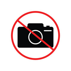  No camera icon in modern flat design isolated on white background, forbidden take photo vector illustration for web site or mobile app.