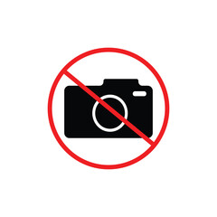  No camera icon in modern flat design isolated on white background, forbidden take photo vector illustration for web site or mobile app.