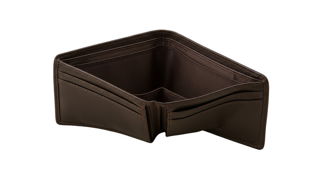 Isolated Leather Wallet Brown Object on Transparent Background Photo