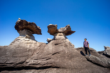 Mushroom-like monolithic of tectonic changes, Ubon Ratchathani Province, Thailand