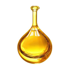 Yellow oil in a glass container on a Transparent background showcasing purity and clarity, Yellow oil isolated on PNG background