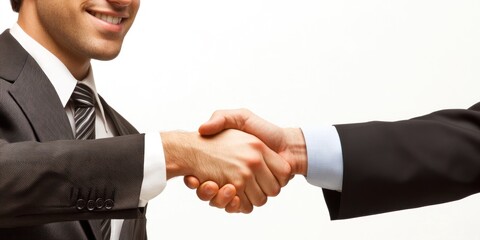 A successful businessman shaking hands with a potential client, reflecting trust and building strong relationships.