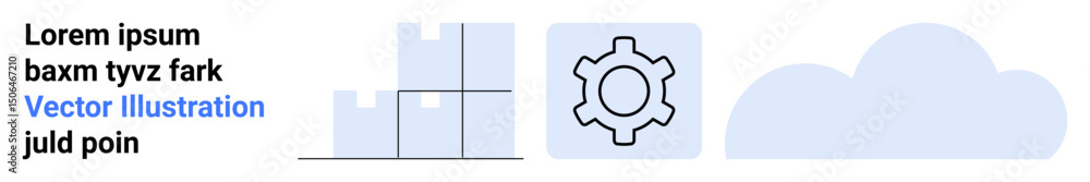 Poster grid chart, gear, cloud in minimalistic style. ideal for data management, cloud computing, software 