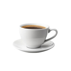 Enjoying a fresh cup of coffee in a simple white cup on a clean Transparent background, Coffee cup isolated on PNG background