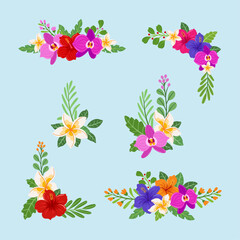 Tropical flower arrangement collection illustration