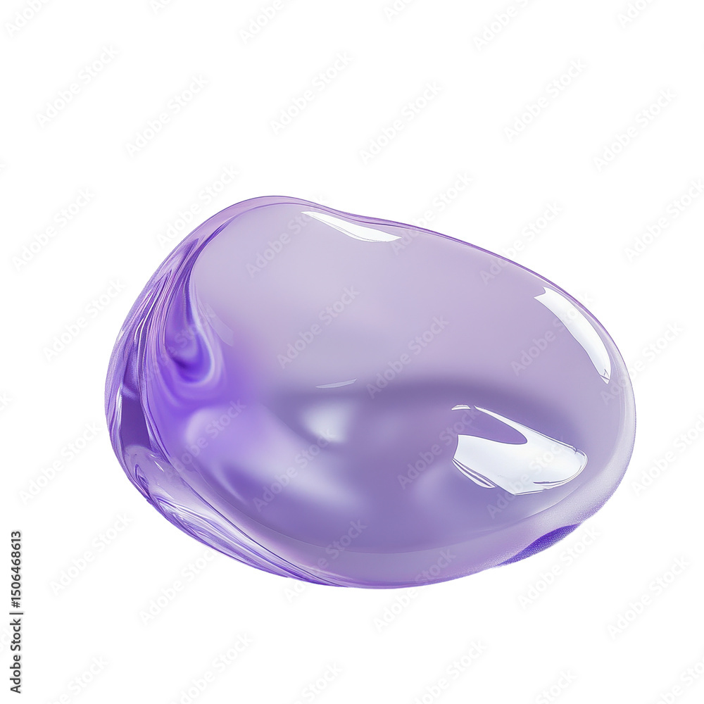 Poster glossy purple blob of glycerin or gel displayed on a light surface, single blob glycerin or gel. glo
