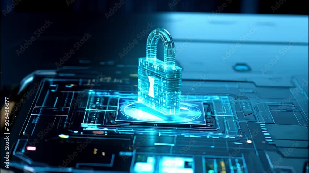 Poster digital padlock technology ensuring data security and encryption in user interfaces
