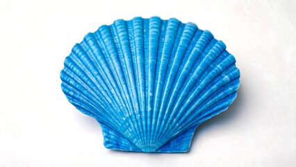 Vibrant Blue Seashell on White Background Ocean Decor Summer Theme Coastal Element