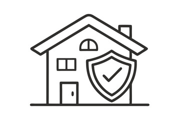 Obraz premium Home insurance icon with shield and checkmark safety and protection concept