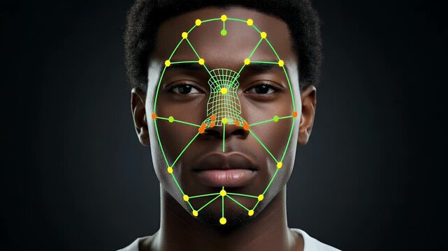 Facial recognition technology overlay on a person's face (1)