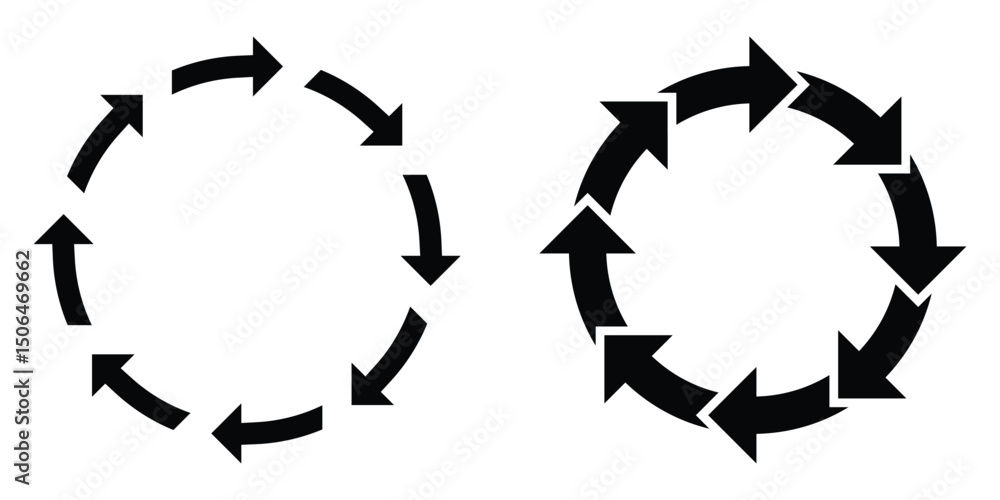 Poster circular arrow and refresh icons, circular arrow icons, refresh and reload symbols
