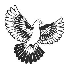 Realistic Dove Silhouette Vector Illustration.