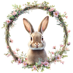 Obraz premium Easter Bunny Frame Isolated on Transparent Background Joyful Holiday Decoration