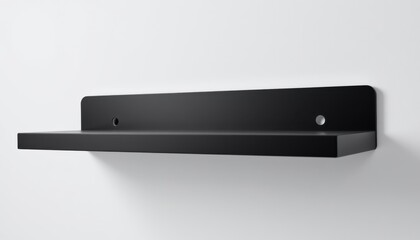 Fototapeta premium minimalist black metal geometric wall shelf with sharp clean edges and matte finish, isolated object with no inscriptions or markings, clean, minimalistic design without any branding or text