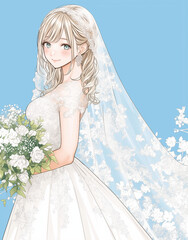 少女漫画風花嫁イラスト