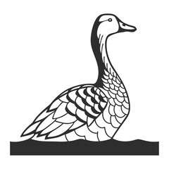 Wild Duck Outline Vector Illustration
