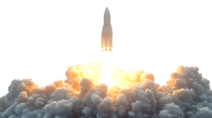 3D Rocket Launching with Isolated on a transparent  Background 