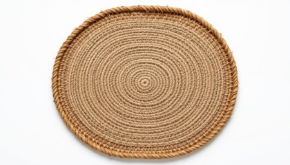 natural woven jute rug sample with tight weave, neutral earth tones, and flat surface texture, isolated object with no inscriptions or markings, clean