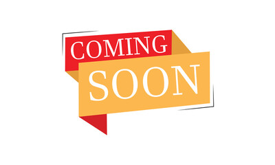 Coming soon banner icon in flat style. Promotion label vector illustration on isolated background. Open poster sign business concept. Vector  Illustration . EPS 20 .