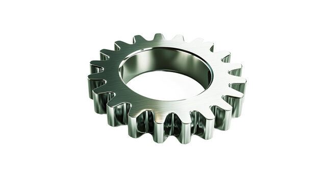 3d silver icon of a gear with isolated on a transparent background