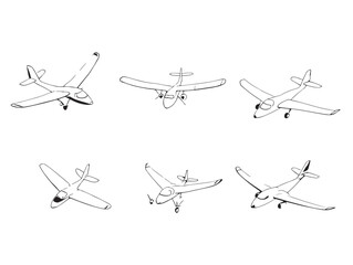 glider line art outline aircraft illustration design