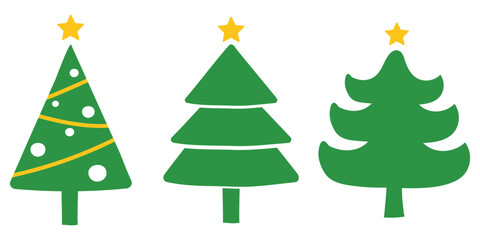 Set of pine tree icons. Christmas tree vector illustration. Christmas tree evergreen pine fir vector emoji illustration symbol sign icon Xmas. Christmas tree Icons collection. 