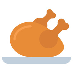 Chicken Meat, Flat Design Style Icon, Restaurant Element Icon Collection