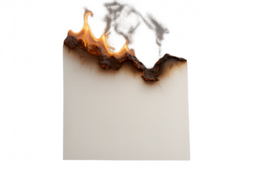 Burnt Paper with Flames and Smoke Charred Edge Fire Damage Concept
