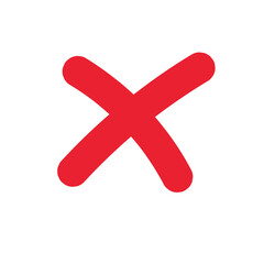 Bold red cross mark icon, symbolizing error, rejection, cancel, or stop.