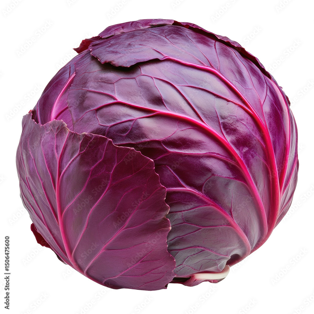 Poster red cabbage isolated on a transparent background showcasing vibrant color and texture for culinary u
