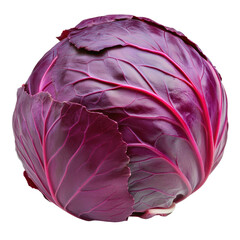 Obraz premium Red cabbage isolated on a Transparent background showcasing vibrant color and texture for culinary use, Red cabbage isolated in PNG background format