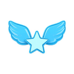 Azure Star Ascending A Symbol of Achievement with Wings on Transparent Backdrop