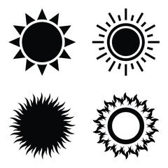Sun illustrations representing warmth, brightness, and daylight. Ideal for vacation flyers or banners.
