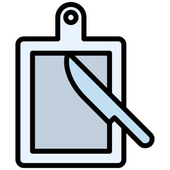 Cutting Board Icon, Outline Flat Design Style Icon, Restaurant Element Icon Collection