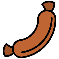 Sausage Icon, Outline Flat Design Style Icon, Restaurant Element Icon Collection