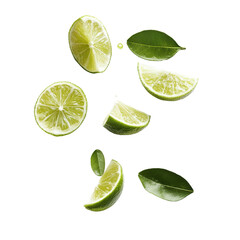 Freshly sliced Thai lime on a Transparent background for culinary use and garnishing, Thai lime lime slice isolated on PNG background