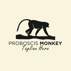 endemic proboscis monkey animal logo