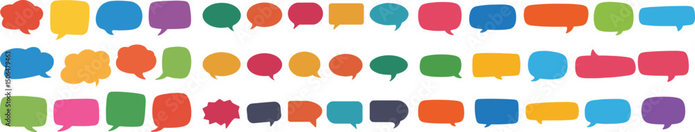 Poster big set of speech bubbles. collection of colorful speech balloon, chat bubble or dialog boxes on whi
