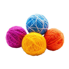 Colorful knitting wool balls arranged on a Transparent background for crafting projects and artistic endeavors, Knitting wool balls isolated on PNG background