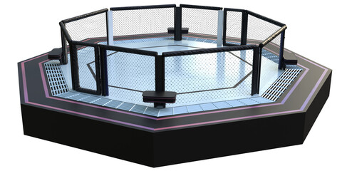 octagon arena cage 3d render with transparent background © leonardo