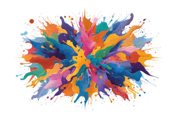 Colorful paint explosion isolated on transparent background