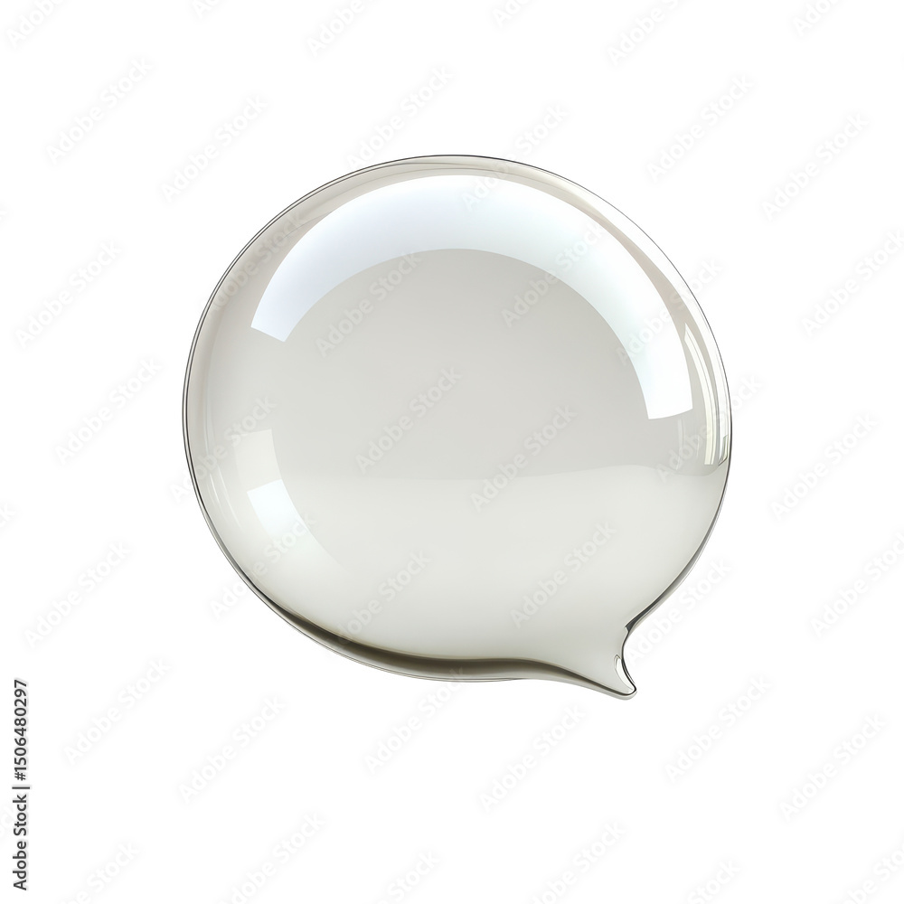 Poster glossy speech bubble with a transparent background for communication design concepts, white glossy s