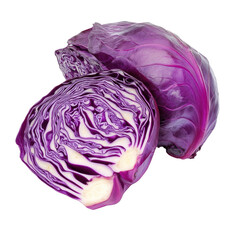 Obraz premium Slice of vibrant purple cabbage isolated on Transparent background ideal for cooking and healthy eating, slice purple cabbage isolated on PNG background