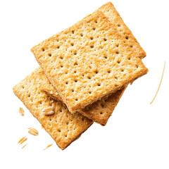 Crispbread with wheat ears on a Transparent background highlighting natural ingredients, Crispbread with ears wheat isolated on PNG background