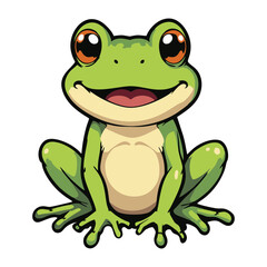 Green Frog Clip Art – Whimsical Cartoon Animal for Nursery and Decor