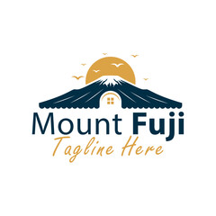 traditional house logo on mount fuji